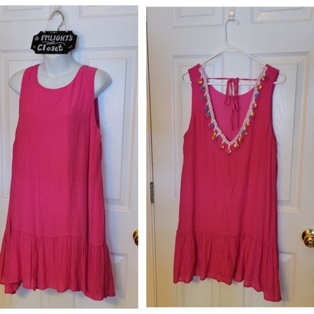 Entro New Large Sleeveless Swim Suit Cover Tunic Top Hot Pink